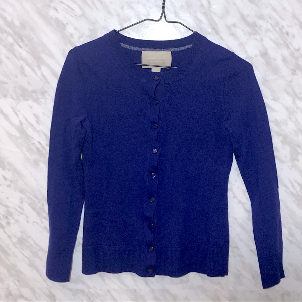 Banana Republic Navy Blue Button-Up Cardigan